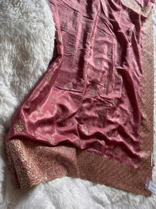 Elegant Pink Embroidered Party wear Saree