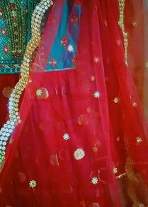 Red Colour Long Frock With Duppata