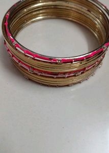 Gold &amp; Pink Bangle Set