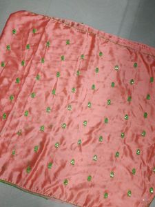 Peach Colour Saree Green Blouse