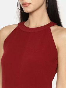 Maroon Fit And Flare Dress