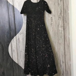 dark coffee brown party wear gown