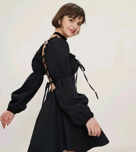 Black Tie-Back Mini Dress