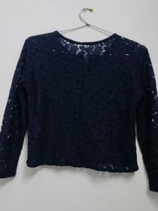 Navy Blue Mesh Top