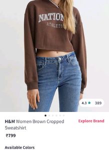 H&amp;M Brown Cropped Sweatshirt
