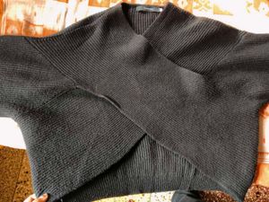 Stylish Black Knit CrissCross Sweater