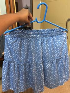 Floral Blue Crop Top And Skirt