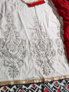 Red &amp; White Salwar Kameez Suit