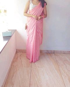 Pink Saree With Blouse Piece