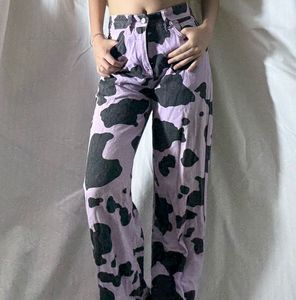 Cow Print High Waisted Jeans