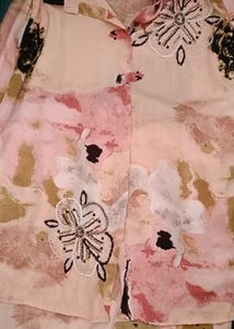 Peach Embroidered Coord Set