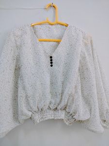 White V Neck Korean Top