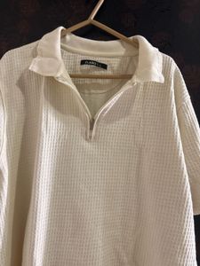 Zudio White Waffle Knit Pullover - Size L