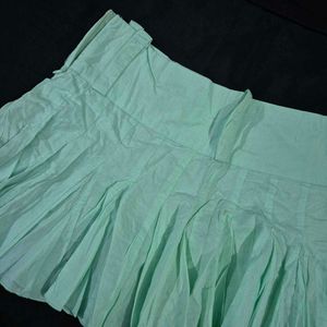 Pleated Cotton Mini Skirt