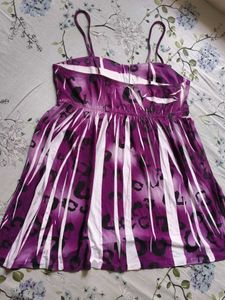 Purple White Printed Strips less Cami Top💜