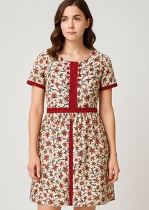 Floral Print Cotton Short Dress