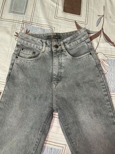 Gray Denim Straight Jeans