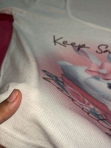 White Bunny Graphic Crop Top
