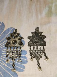 Oxidized Silver Ethnic Earrings