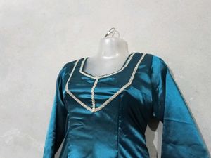 Sea Green Satin Salwar Suit
