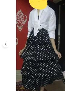 Black And White Polka Dot Midi Dress