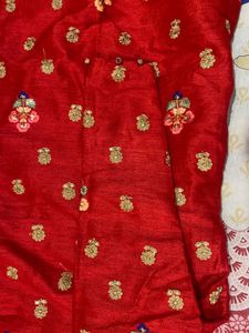 Red & Gold Embroidered Fabric