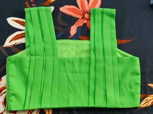 Parrot Green Pleated Crop Top