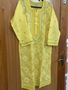 Yellow Embroidered Kurta
