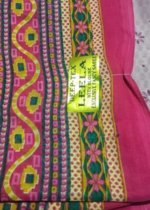 Pink Elephant Print Sari With Blouse