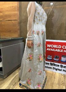 Silver Grey Embroidered Anarkali Gown 🩶