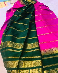 Elegant Pink &amp; Green Saree