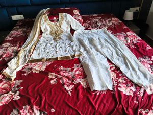 Elegant white patiyala Salwar Suit