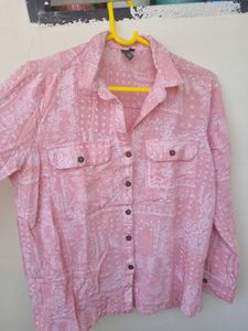 Pink Patterned Button-Up Shirt