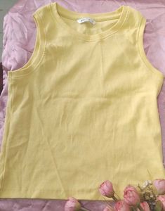 Yellow Ribbed Tank Top