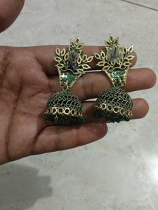 Elegant Green Jhumka Earrings