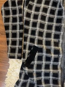 Plaid Coat with Fur Collar