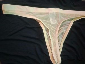 Men&#39;s Sheer Cream See Through Thong