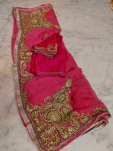 Golden Daimond Work Saree With Blouse 🤩