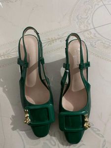 Elegant Green Slingback Heels