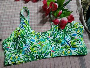 Tropical Print Cropped Tank