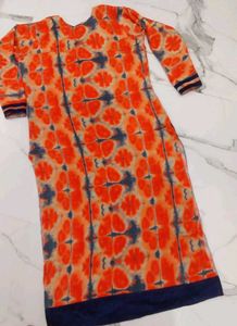 Orange &amp; Blue Print Kurti
