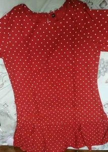 Style Quotient Red and White polka dot Dress