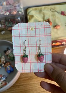 Handmade Strawberry Dangle Earrings