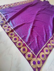 Purple💜 Border Saree With Stitched Blouse