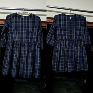 Plaid Pleated Korean Dress Combo