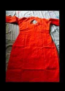 Orange Stitch Kurti