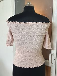 H&amp;M Off-shoulder Powder Pink Top