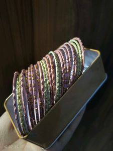 Pink Silver Metal Bangles