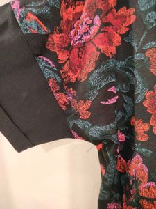 Black Floral Top For Casual Wear