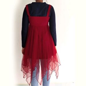 Maroon And Blue Net Dress / Top